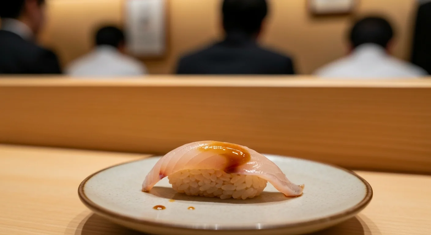 白木の器に並べた季節の握り寿司を近くから写した料理写真